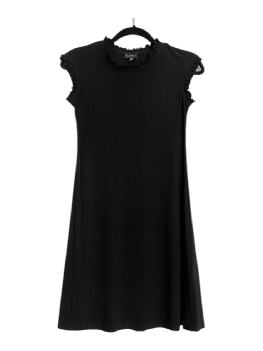 Nicole Miller Shift Dress Ruffle Black- Medium NWT